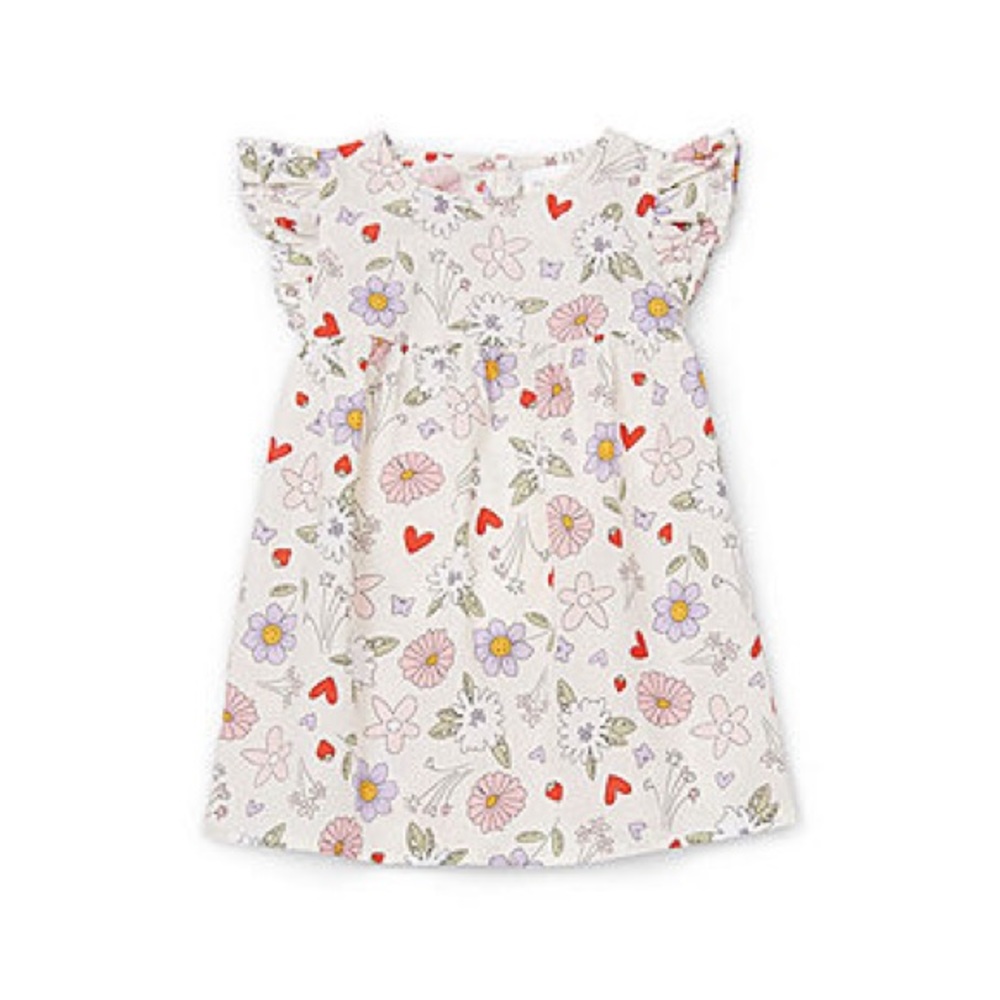 Okie Dokie Baby Girls Short Sleeve Flutter Sleeve A-Line Dress
